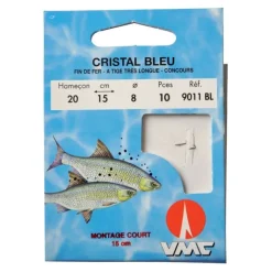 VMC Montage Ligne * Hamecon Monte Coup Cristal Bleu - 15Cm - Par 10