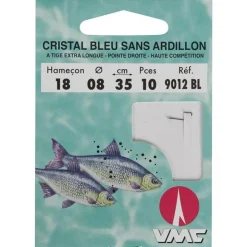 VMC Montage Ligne * Hamecon Monte Coup Cristal Bleu Sans Ardillon - 35Cm - Par 10