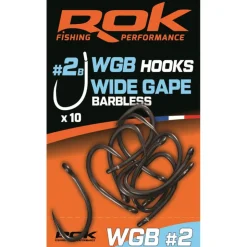 Rok Fishing Montages Carpe * Hamecon Simple Barbless Wide Gape - Par 10