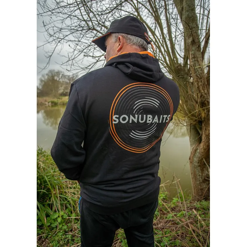 Sonubaits Sweats & Polaires^Sweat Homme 1/4 Zip Hoodie With Phone Pocket - Noir/Orange